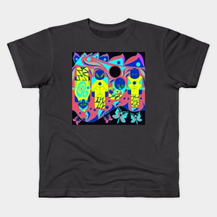 bright alien brick in aztec mask pattern ecopop Kids T-Shirt